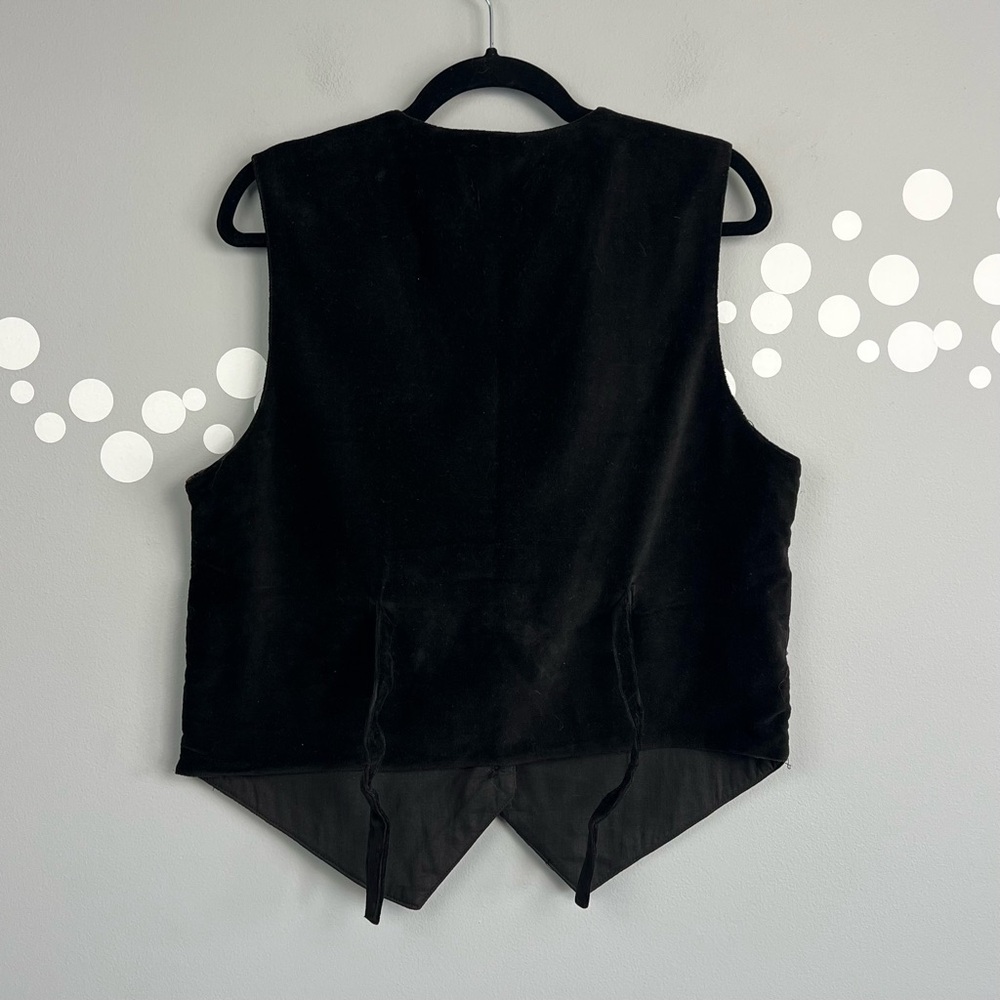 New Directions Vinatge Patchwork Velvet Brocade Vest Size L Adjustable Back Tie - Picture 3 of 6
